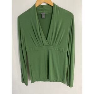 Ann Taylor long sleeve top women’s S green jersey knit babydoll y2k comfy